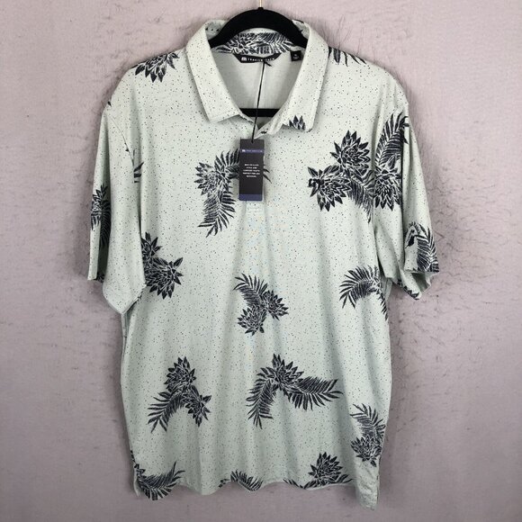 Travis Matthew Polo Shirt Mens XL Green Black Fern Performance Golf Fair Oak NEW - Picture 1 of 16